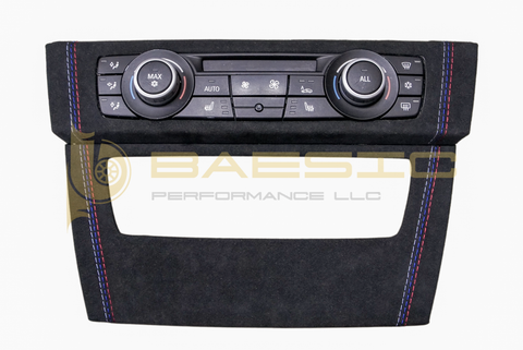 BMW E92 Climate Control and Media Cover wrapped in Alcantara with M Stitching